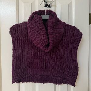 Free People Purple Cowl Neck Sweater Tank
